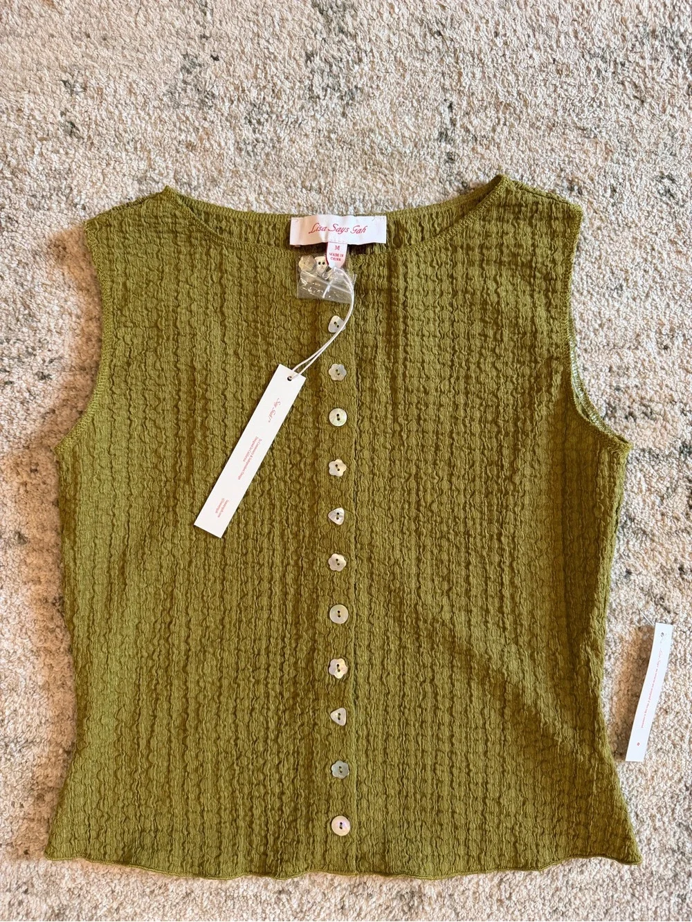 NWT Lisa Says Gah Olive Textured Button Top & Sammy Maxi Skirt Set M - Picture 6 of 10